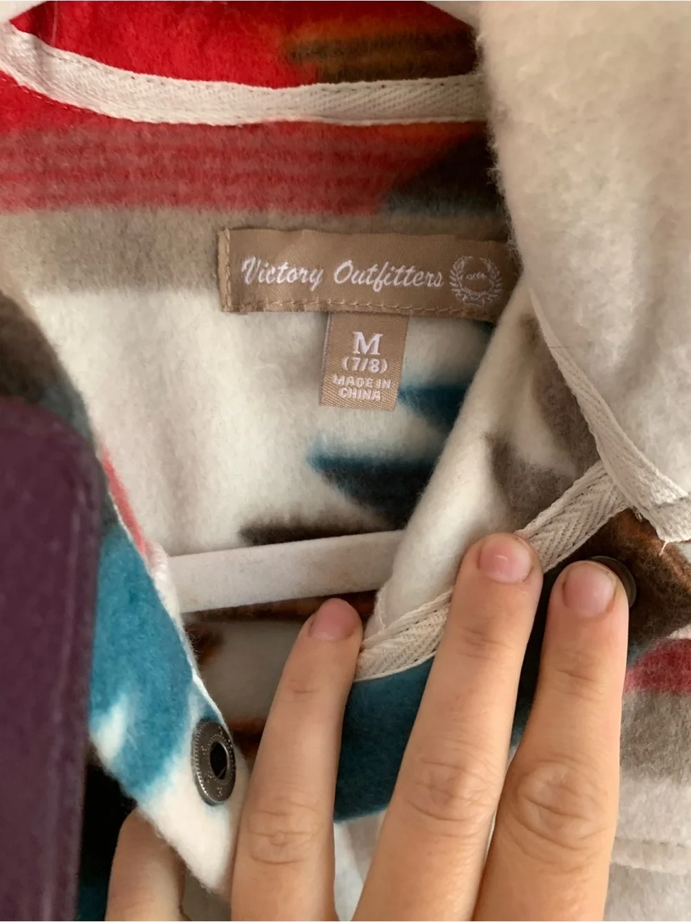 Victory Outfitters NWOT Girl Jacket Shirt Button Down Western Size M 7/8 Fleece